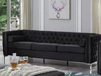 Emma Collection - Velvet Fabric Deep Tufting in Black - Furniture Depot