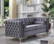 Emma Collection - Velvet Fabric Deep Tufting in Grey - Furniture Depot