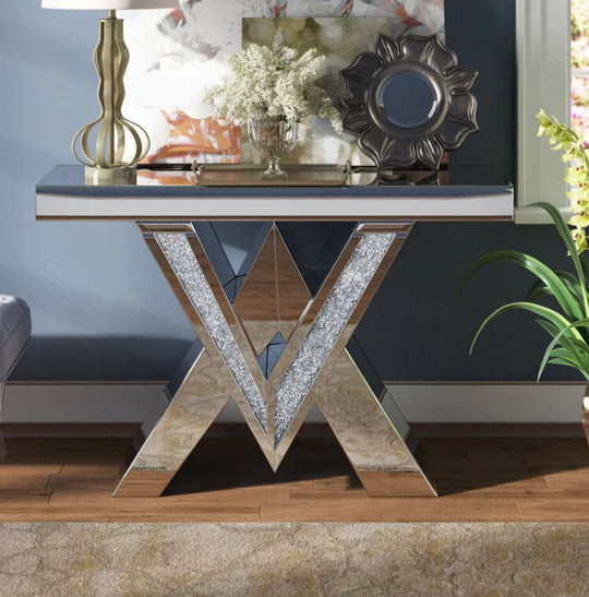 Paris Crystal Mirrored Console Table - Furniture Depot