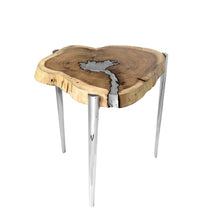 Load image into Gallery viewer, AKIS Side Table Natural Wood w/ Aluminum fill - Furniture Depot