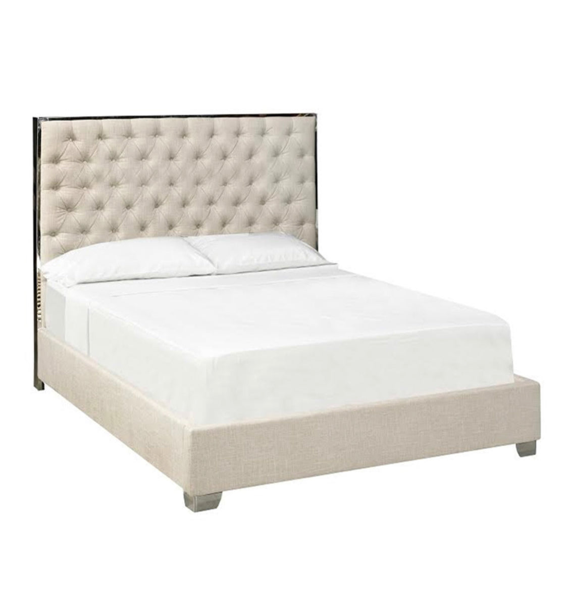 Kroma Platform Bed - Beige Fabric - Furniture Depot