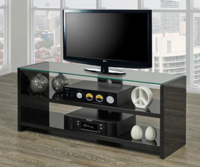 Bali Black High Gloss Glass Top TV Stand - Furniture Depot