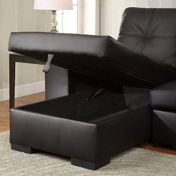 9032 Amara Reversible Sleeper Sectional w/ Storage - Black - Furniture Depot