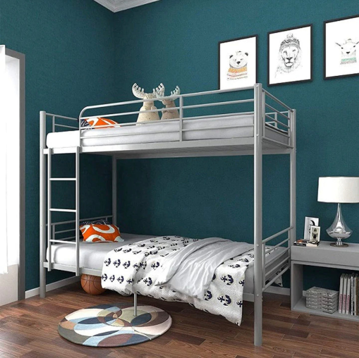 542 Grey Metal Bunk Bed (Twin/Twin) - Furniture Depot