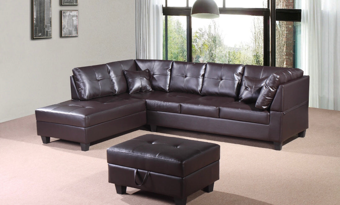 Vincent Sectional with storage ottoman Reversible - Brown - Furniture Depot