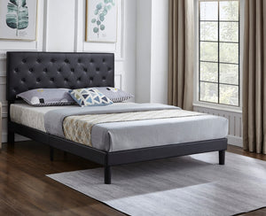 5380 Black Upholstered Platform Bed - Furniture Depot
