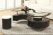 S-Shape Glass Coffee Table w/ Espresso Stools 2050 - Furniture Depot