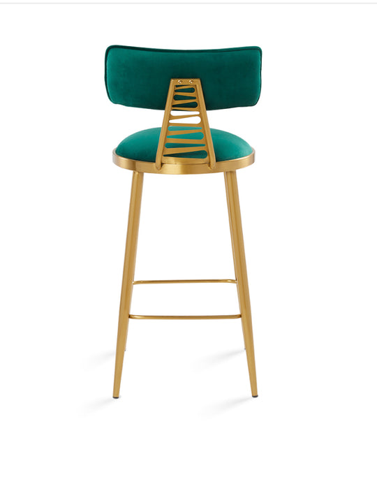 Parma Counter Stool Green Eerald Velvet Brushed Gold - Furniture Depot