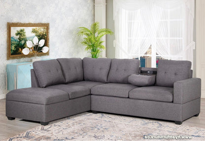 Miami Grey Sectional reversible chaise - Furniture Depot