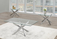 Load image into Gallery viewer, 2576 Glass Coffee Table Set w/ Stainless Steel Legs - Furniture Depot