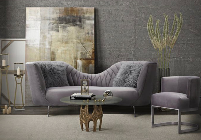 Colombine Velvet Sofa - Grey - Furniture Depot (7597835518200)