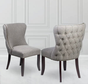 Jansen Tufted Upholstered Side Chair-Grey Linen (Set of 2) - Furniture Depot (6544627466413)