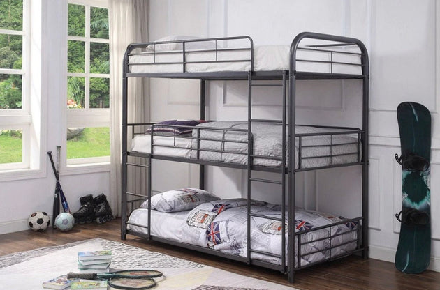 Sally 503 Metal Triple Bunk Bed (Twin/Twin/Twin) - Furniture Depot