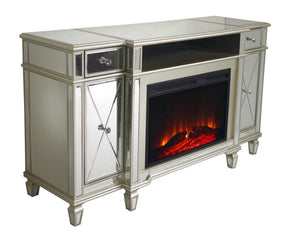 Tiffany Mirrored Media Console Electric Fireplace - Furniture Depot