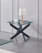 Glass Coffee Table Set w/ Black Metal Legs 2571 - Furniture Depot