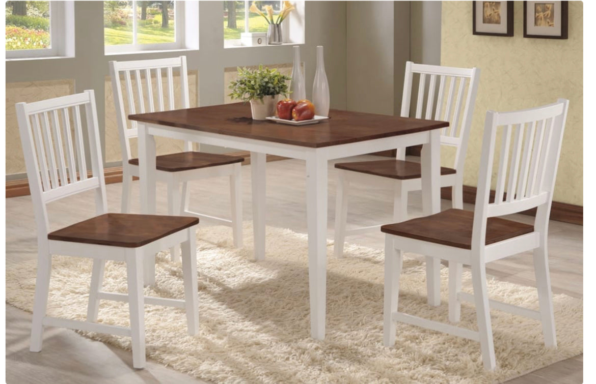 5pcs Two-Tone Wood Dining Set w/ Wood Chairs 3022 – Furniture Depot