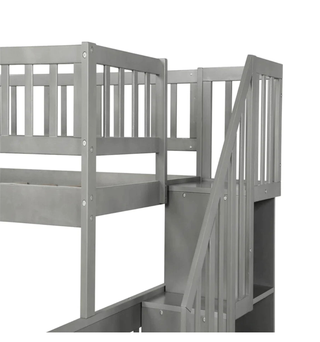 LoLo Grey Bunk Bed w/ Storage Stairs & Pull-Out Trundle - Furniture Depot (7906325758200)