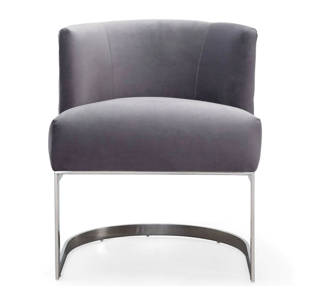 Colombine Velvet Accent / Arm Chair - Grey - Furniture Depot (7597844365560)