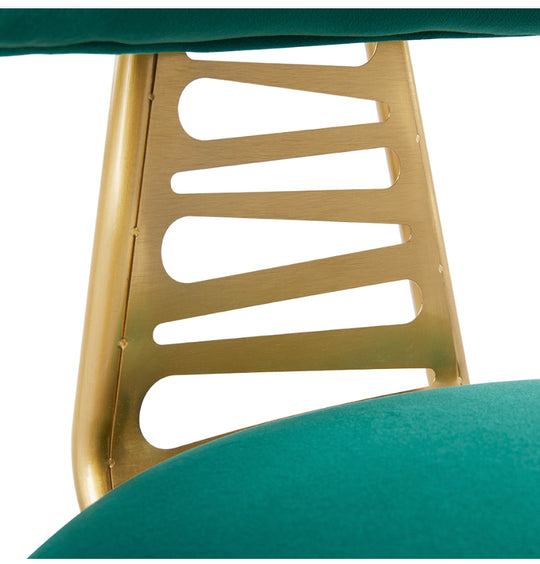 Parma Counter Stool Green Eerald Velvet Brushed Gold - Furniture Depot