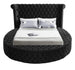 Samantha Black Velvet Round Storage Bed - Furniture Depot