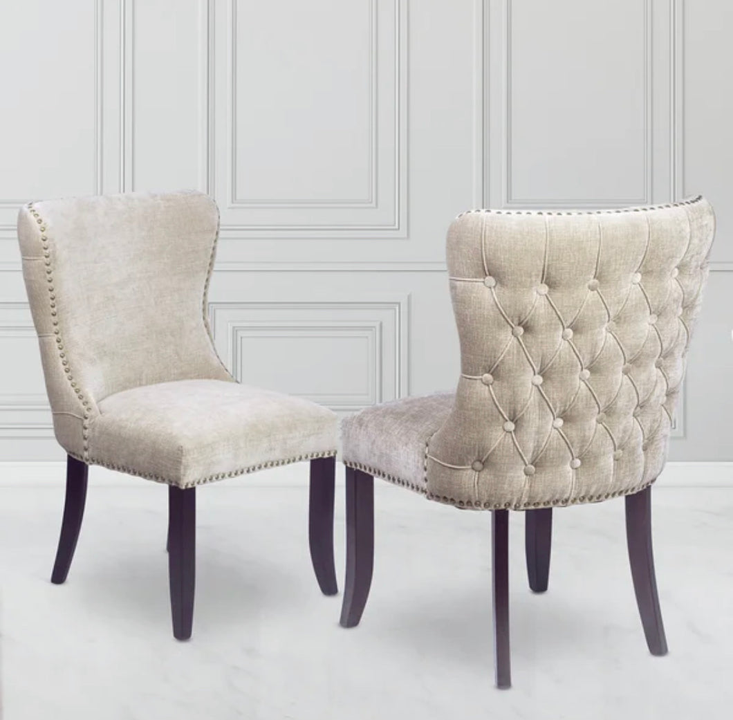 Jansen Tufted Upholstered Side Chair-Silver Beige (Set of 2) - Furniture Depot (6541783072941)