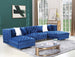 Reginald Double Chaise Blue is Velvet Tufted Sectional - Furniture Depot