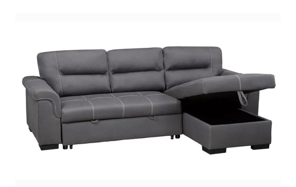 Joanna Grey Air Suede Sofabed Reversible Sectional w/ Storage - Furniture Depot (7905837023480)