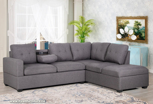 Miami Grey Sectional reversible chaise - Furniture Depot