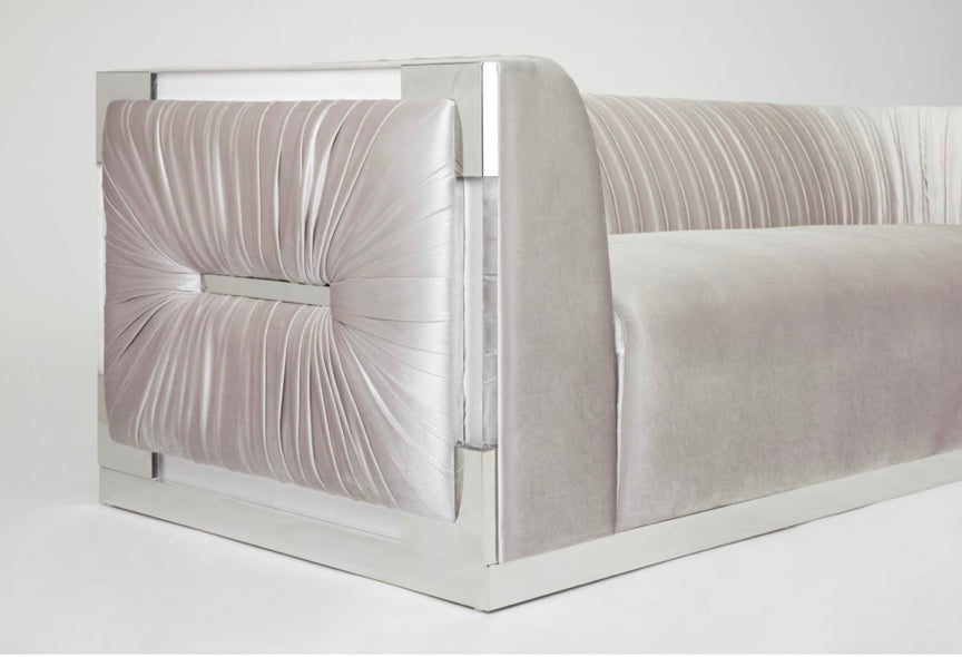 Simone Grey Velvet Sofa - Furniture Depot