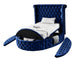 Samantha Blue Velvet Round Storage Bed - Furniture Depot