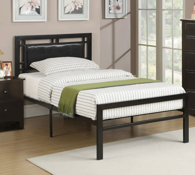 Metal Bed with Black PU 141 - Furniture Depot