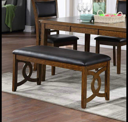 Gia Dining Table with Four Chairs & Dining Bench Brown - Furniture Depot