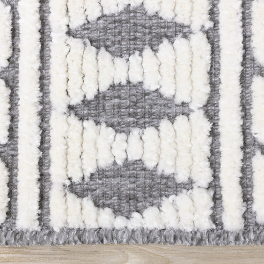 Lawson Cream Grey Southwest Inspired Foldable Rug - Furniture Depot