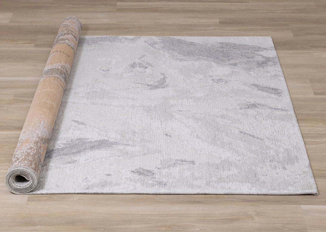 Cathedral Cream Grey Marble Pattern Chenille Rug - Furniture Depot