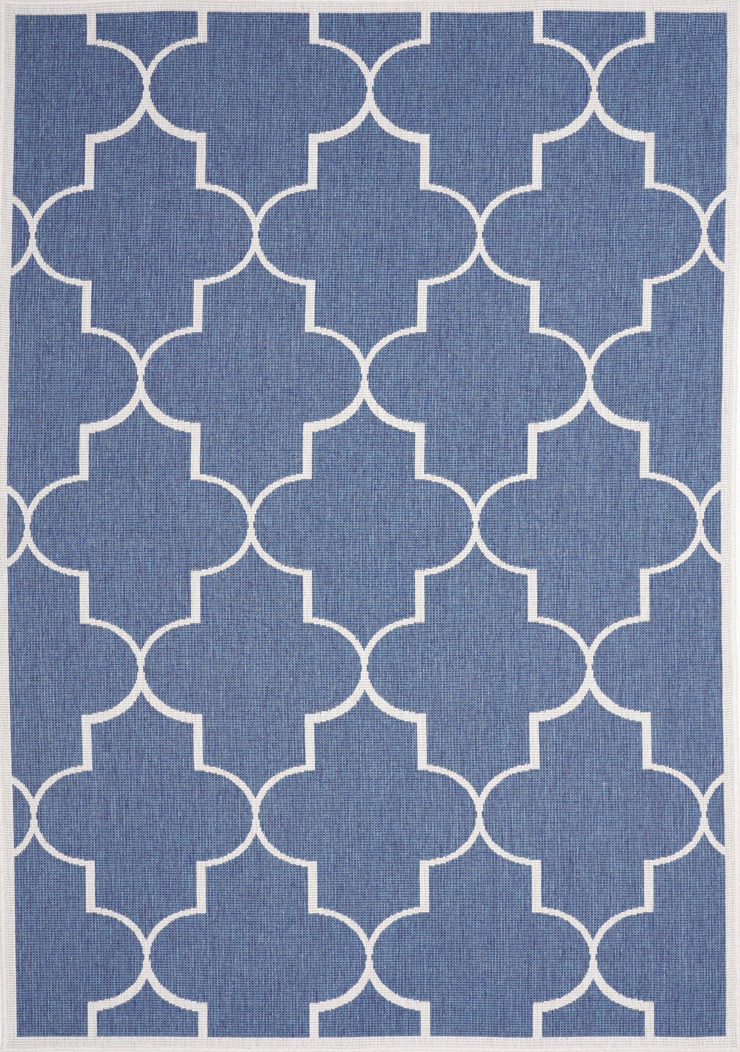 Bristol Blue White Outdoor Reversible Geometric Rug - Furniture Depot