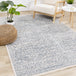 Monaco Blue Cream Grey Contemporary Elegant Swirl Rug - Furniture Depot