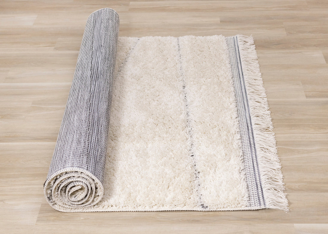 Novato Cream Grey Asymmetrical Lines Rug - Furniture Depot