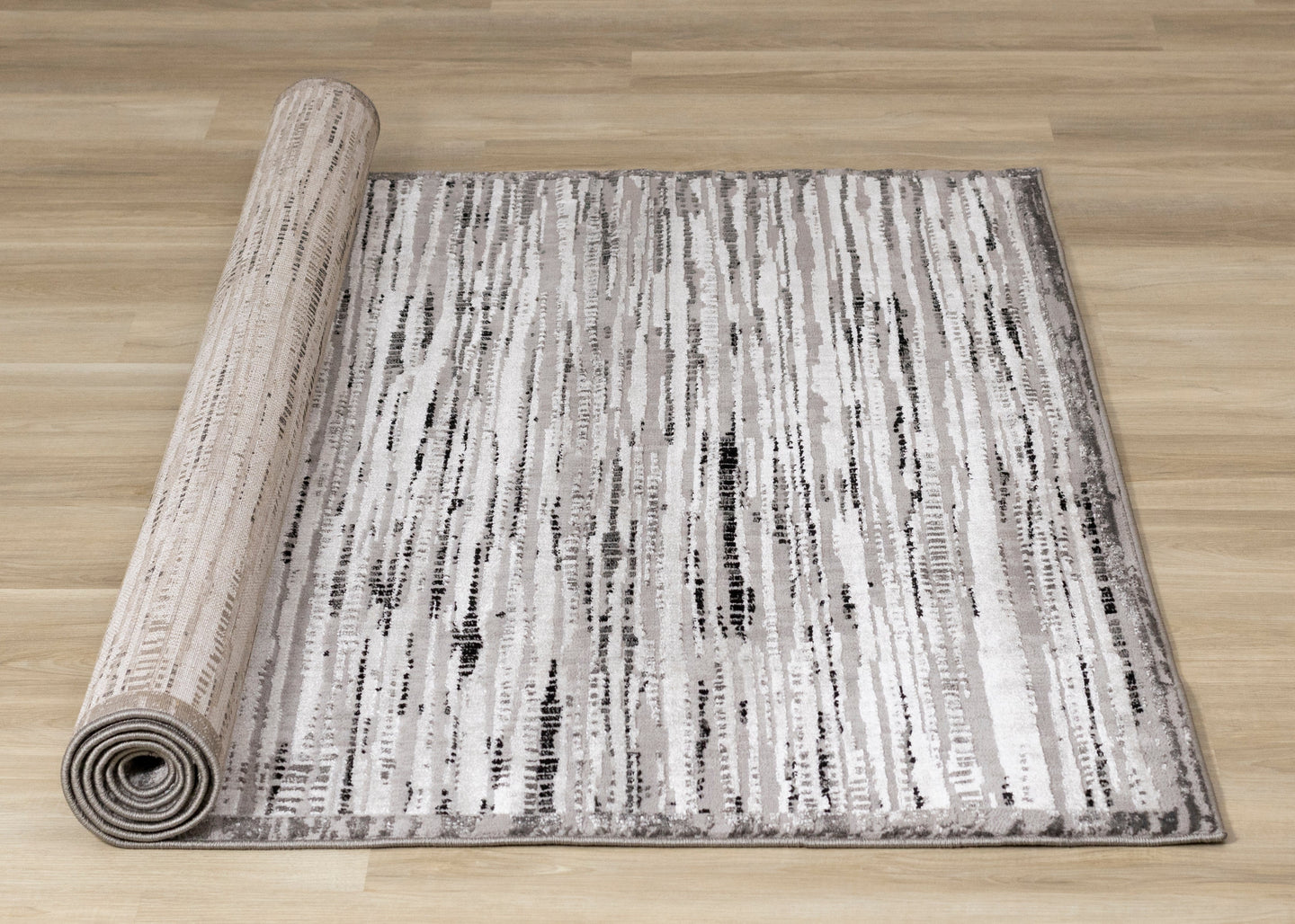 Chorus Black Grey White Iridescent Plush Rug - Furniture Depot