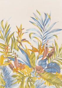 Belle Blue Pink Yellow Green Tropical Plant Rug - Furniture Depot