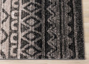 Breeze Brown Black Beige Striped Pattern Rug - Furniture Depot
