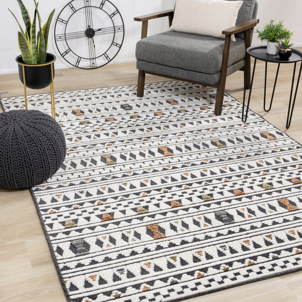 Lawson Cream Grey Orange Southwest Inspired Rug - Furniture Depot