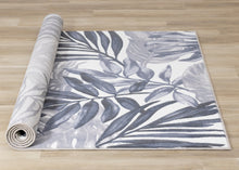 Load image into Gallery viewer, Intrigue Blue White Palm Fronds Plush Rug - Furniture Depot