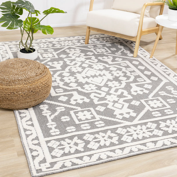 Lawson Grey Cream Elegant Traditional Rug - Furniture Depot