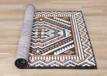 Load image into Gallery viewer, Lawson Grey Cream Orange Double Medallion Contemporary Rug - Furniture Depot