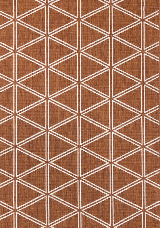 Bristol Orange White Geometric Triangle Rug - Furniture Depot