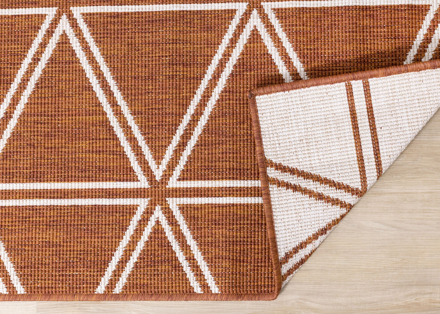 Bristol Orange White Geometric Triangle Rug - Furniture Depot