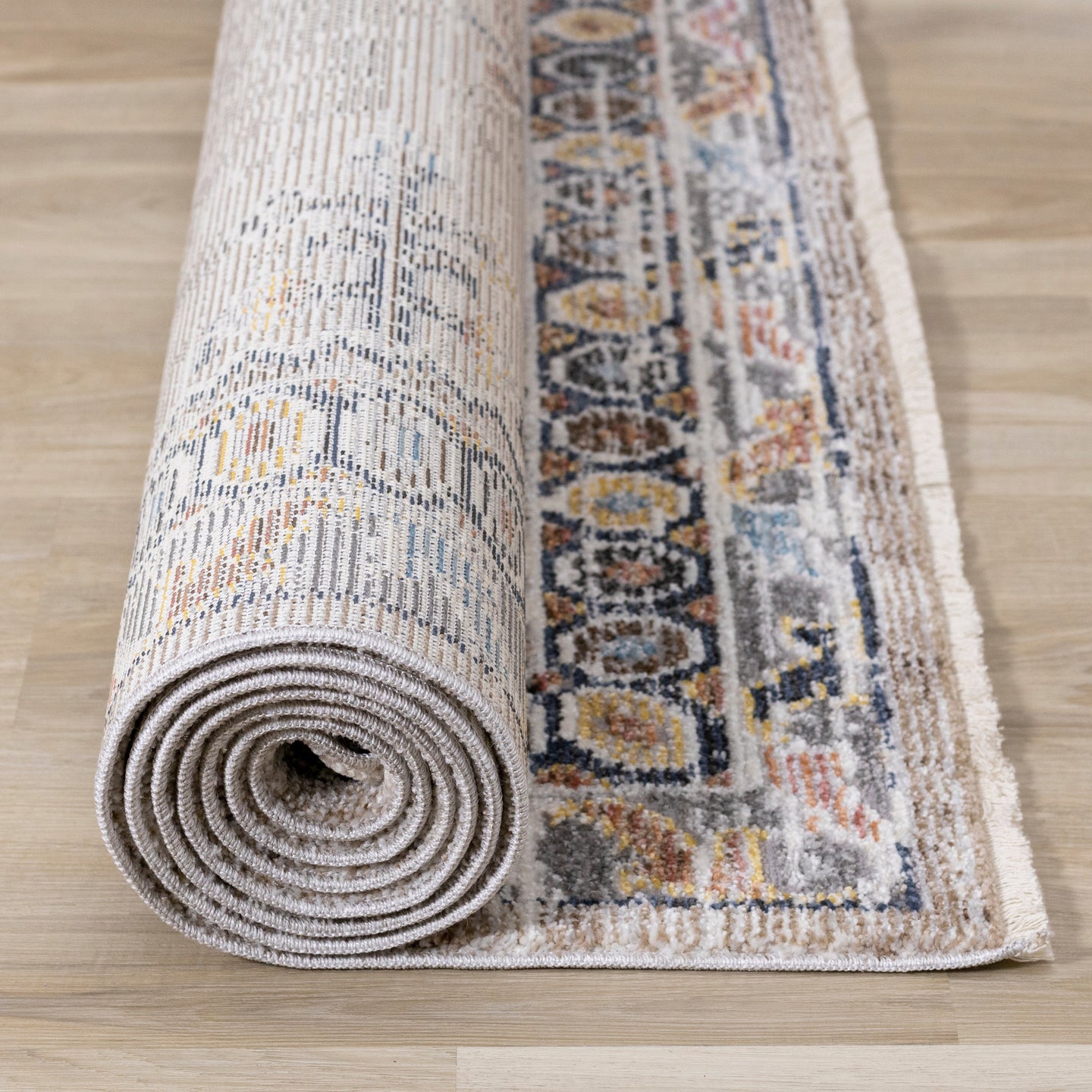 Evora Beige Rust Blue Contemporary Medallion Rug - Furniture Depot