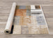 Serene Beige Orange Blue Cream Patchwork Quilt Design Rug - Furniture Depot