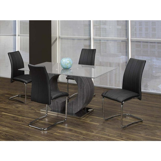 Napa Collection 5-Piece Glass Dinette with Black Chairs - Furniture Depot