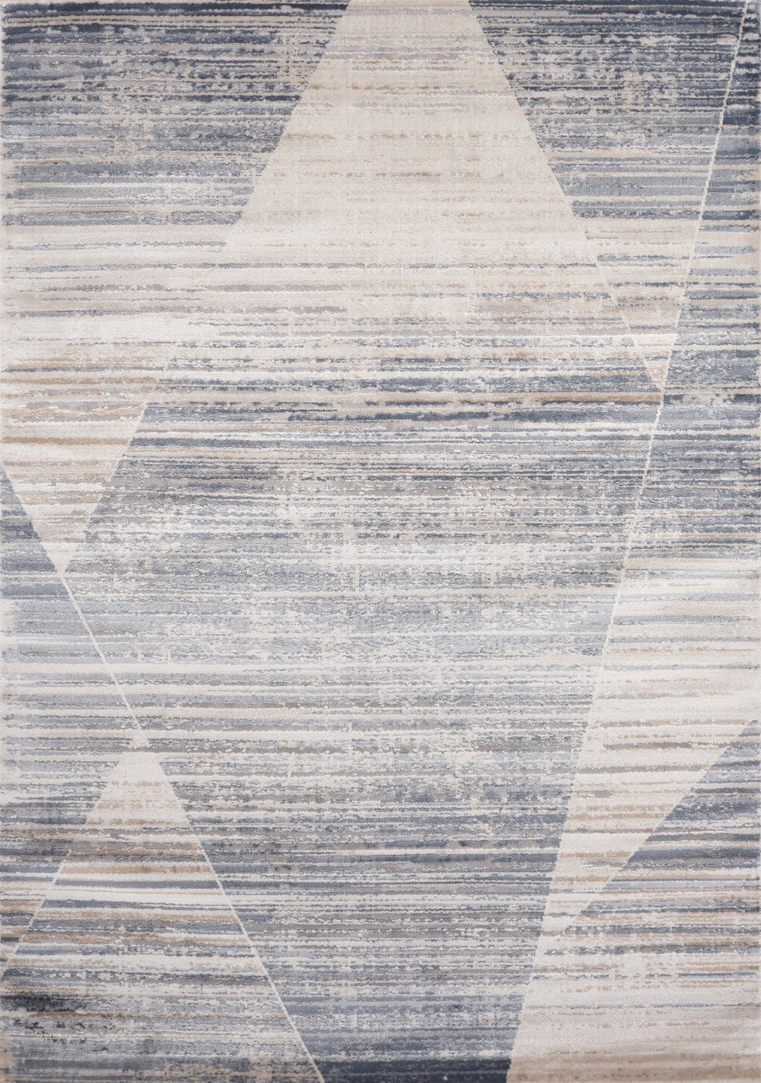 Chorus Beige Blue Distressed Geometric Rug - Furniture Depot